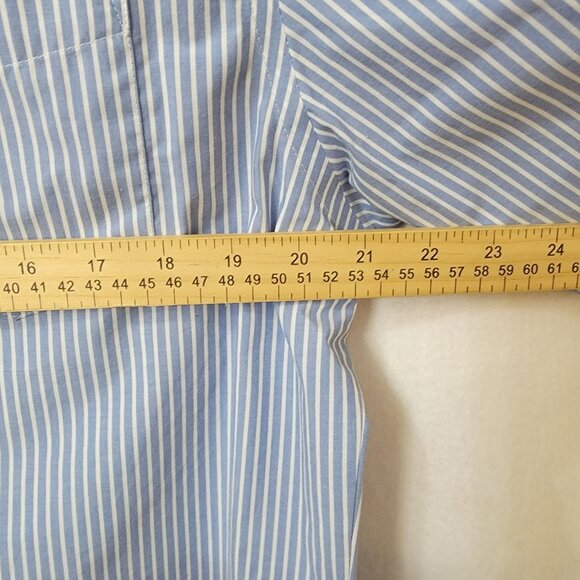 Croft & Barrow Mens M Short Sleeve Dress Shirt Easy Care Blue & White Striped - Picture 8 of 10